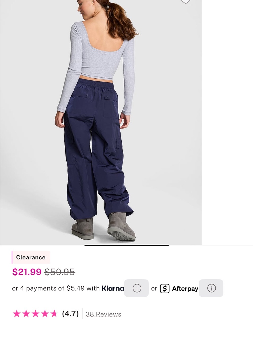 NWT’s VS Pink Blue Size Small Cargo Parachute Pants